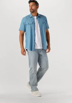 blauwe g-star raw casual overhemd marine slim shirt ss