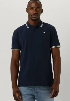 blauwe g-star raw polo dunda slim stripe polo s/s