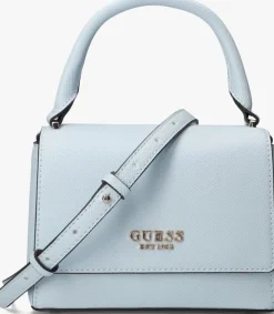 blauwe guess handtas fedana top handle flap