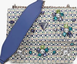 blauwe guess schoudertas beauvoir convertibl xbody flap