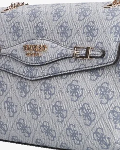 blauwe guess schoudertas katya convertible xbody flap