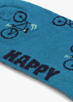 blauwe happy socks sokken bike