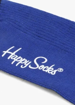 blauwe happy socks sokken ribbed embroidery car