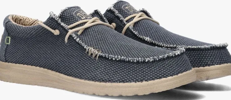 blauwe heydude instappers wally braided