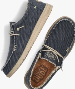 blauwe heydude instappers wally braided