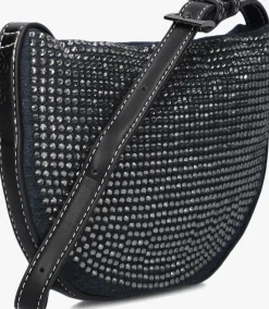 blauwe hvisk schoudertas halo denim embellished