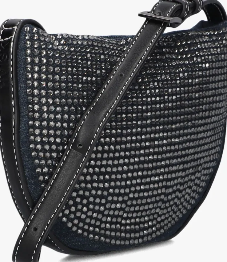 blauwe hvisk schoudertas halo denim embellished