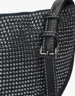 blauwe hvisk schoudertas halo denim embellished