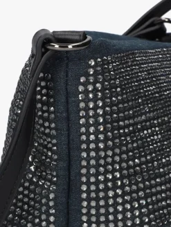 blauwe hvisk schoudertas gil denim embellished