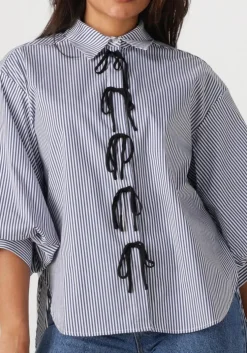 blauwe jansen amsterdam blouses lois blouse csb 798 bowstraps 3/4 sleeve wide fit