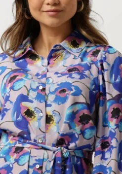 blauwe jansen amsterdam mini jurk pf508 printed long sleeve blouse dress