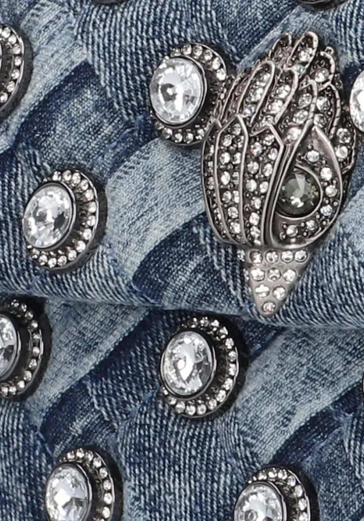 blauwe kurt geiger london schoudertas crystals mini kensington