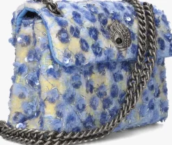 blauwe kurt geiger london schoudertas sequins mini kensington