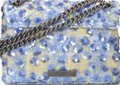 blauwe kurt geiger london schoudertas sequins mini kensington