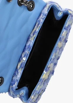 blauwe kurt geiger london schoudertas sequins mini kensington