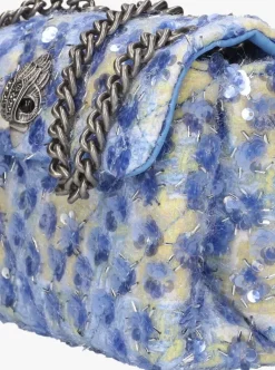 blauwe kurt geiger london schoudertas sequins mini kensington