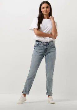blauwe lee mom jeans rider jeans washed in light