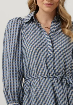 blauwe levete room midi jurk anemoone 1