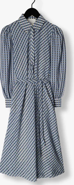 blauwe levete room midi jurk anemoone 1