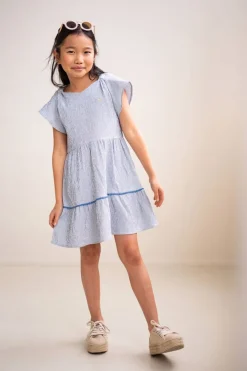 blauwe like flo mini jurk fancy knot aop dress