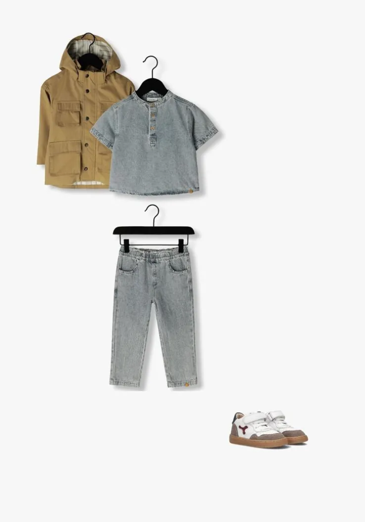 blauwe lil' atelier casual overhemd nmmfundo ss loose dnm shirt 4331-fd lil