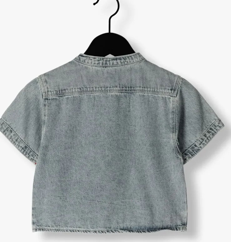 blauwe lil' atelier casual overhemd nmmfundo ss loose dnm shirt 4331-fd lil