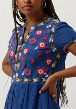 blauwe louizon mini jurk ontop