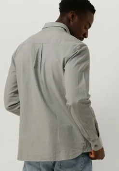 blauwe lyle & scott casual overhemd cotton linen button down shirt