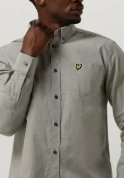 blauwe lyle & scott casual overhemd cotton linen button down shirt