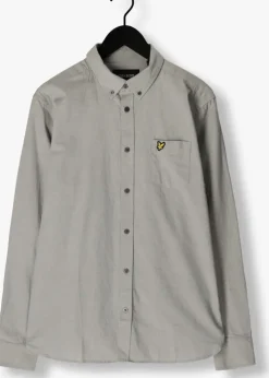 blauwe lyle & scott casual overhemd cotton linen button down shirt