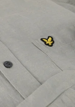 blauwe lyle & scott casual overhemd cotton linen button down shirt