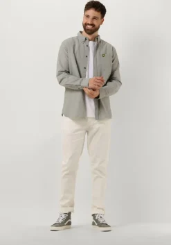 blauwe lyle & scott casual overhemd cotton linen button down shirt