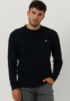 blauwe lyle & scott trui crew neck cotton merino jumper
