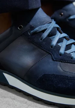 blauwe magnanni lage sneakers combi runner