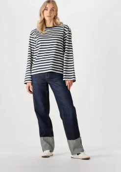 blauwe modström tops & t-shirts hellenmd ls stripe t-shirt