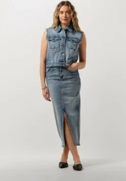 blauwe my essential wardrobe spijkerjas dangomw 144 vest