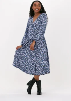 blauwe neo noir midi jurk hannah leo frenzy dress