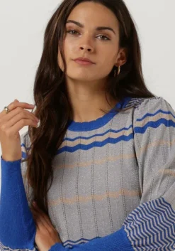 blauwe neo noir trui dary stripe knit blouse