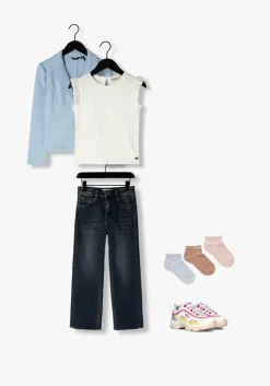 blauwe nono blazer dip girls blazer lurex pique light blue