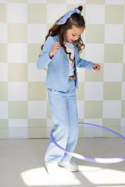 blauwe nono blazer dip girls blazer lurex pique light blue