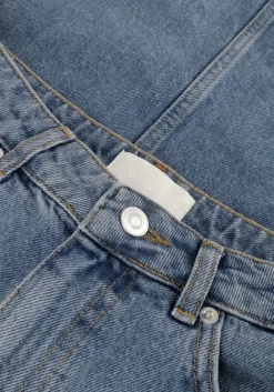 blauwe notre-v midirok denim maxi skirt