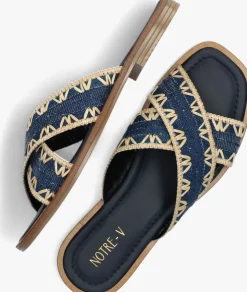 blauwe notre-v slippers 23172