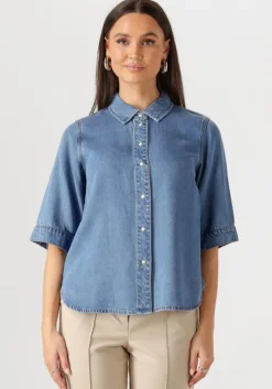 blauwe object blouses objframe 2/4 re denim top