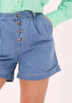 blauwe object jeans ocean hw denim shorts