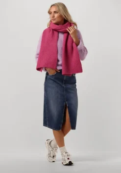 blauwe object midirok objharlow midi denim skirt