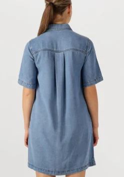 blauwe object mini jurk objframe 2/4 re denim dress