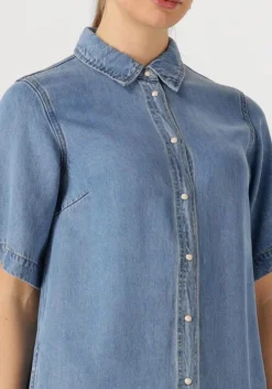 blauwe object mini jurk objframe 2/4 re denim dress