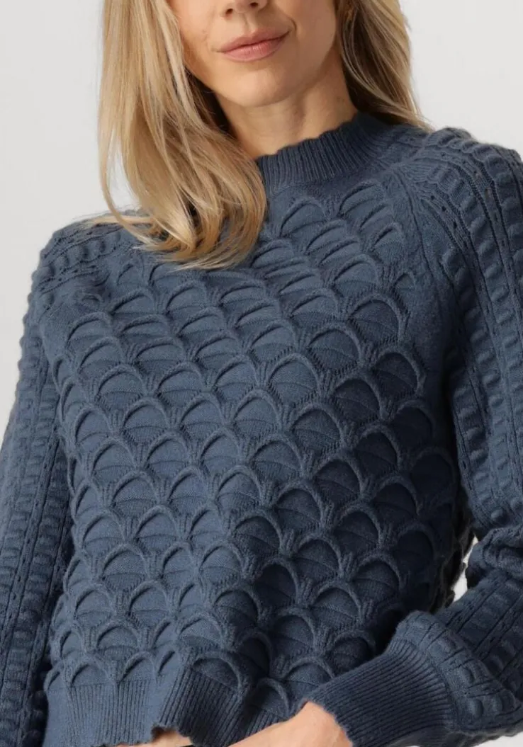 blauwe object trui objsida knit l/s re pullover