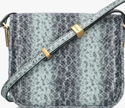 blauwe pinko schoudertas love box bag fl mini pelle