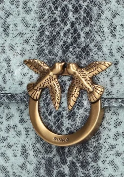 blauwe pinko schoudertas love box bag fl mini pelle